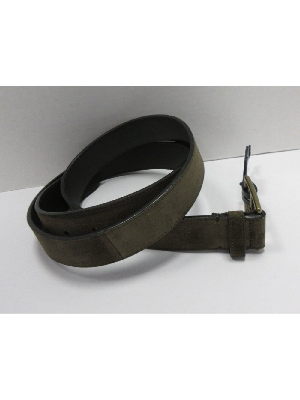 Polo Ralph Lauren Belt 46 Olive Italian Leather Suede Y2K Heritage